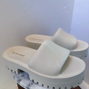 Lili & Oumer Beige Cream Platform Slide Sandals Women’s 11 EUR 42 Chunky Sole